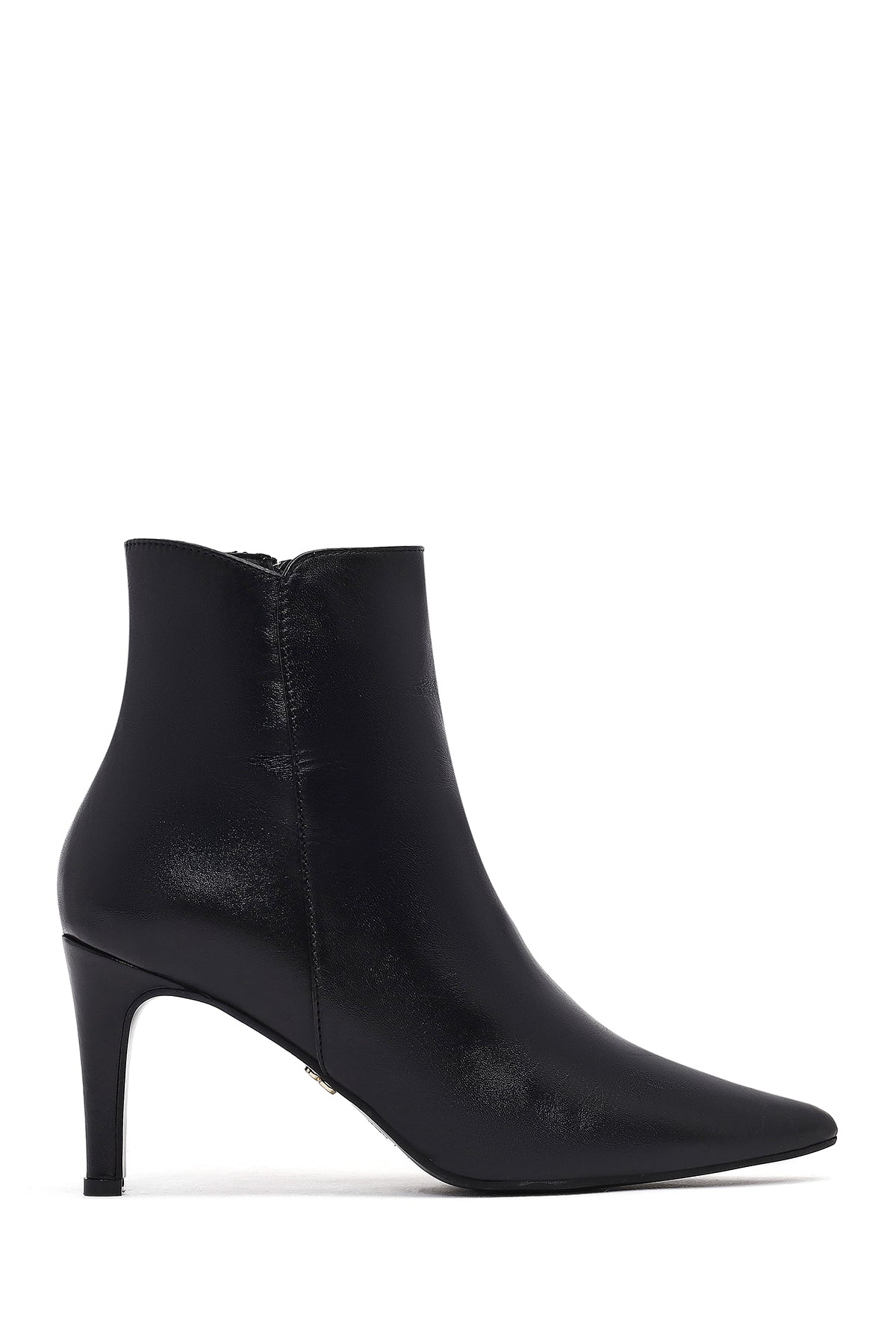 Woman Black Zippered Stiletto Heels Leather Boat 25WFD161118 | Derimod