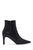 Woman Black Zippered Stiletto Heels Leather Boat | Derimod