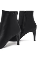 Woman Black Zippered Stiletto Heels Leather Boat | Derimod