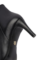 Woman Black Zippered Stiletto Heels Leather Boat | Derimod