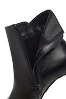 Woman Black Zippered Stiletto Heels Leather Boat | Derimod