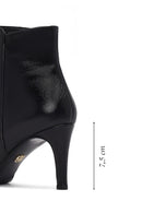 Woman Black Zippered Stiletto Heels Leather Boat | Derimod