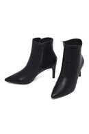 Woman Black Zippered Stiletto Heels Leather Boat | Derimod