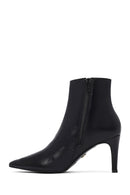 Woman Black Zippered Stiletto Heels Leather Boat | Derimod