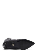 Woman Black Zippered Stiletto Heels Leather Boat | Derimod