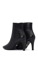 Woman Black Zippered Stiletto Heels Leather Boat | Derimod