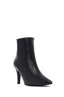 Woman Black Zippered Stiletto Heels Leather Boat | Derimod