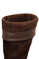 Women's Brown Thin Heeled Suede Leather Boot | Derimod