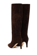 Women's Brown Thin Heeled Suede Leather Boot | Derimod