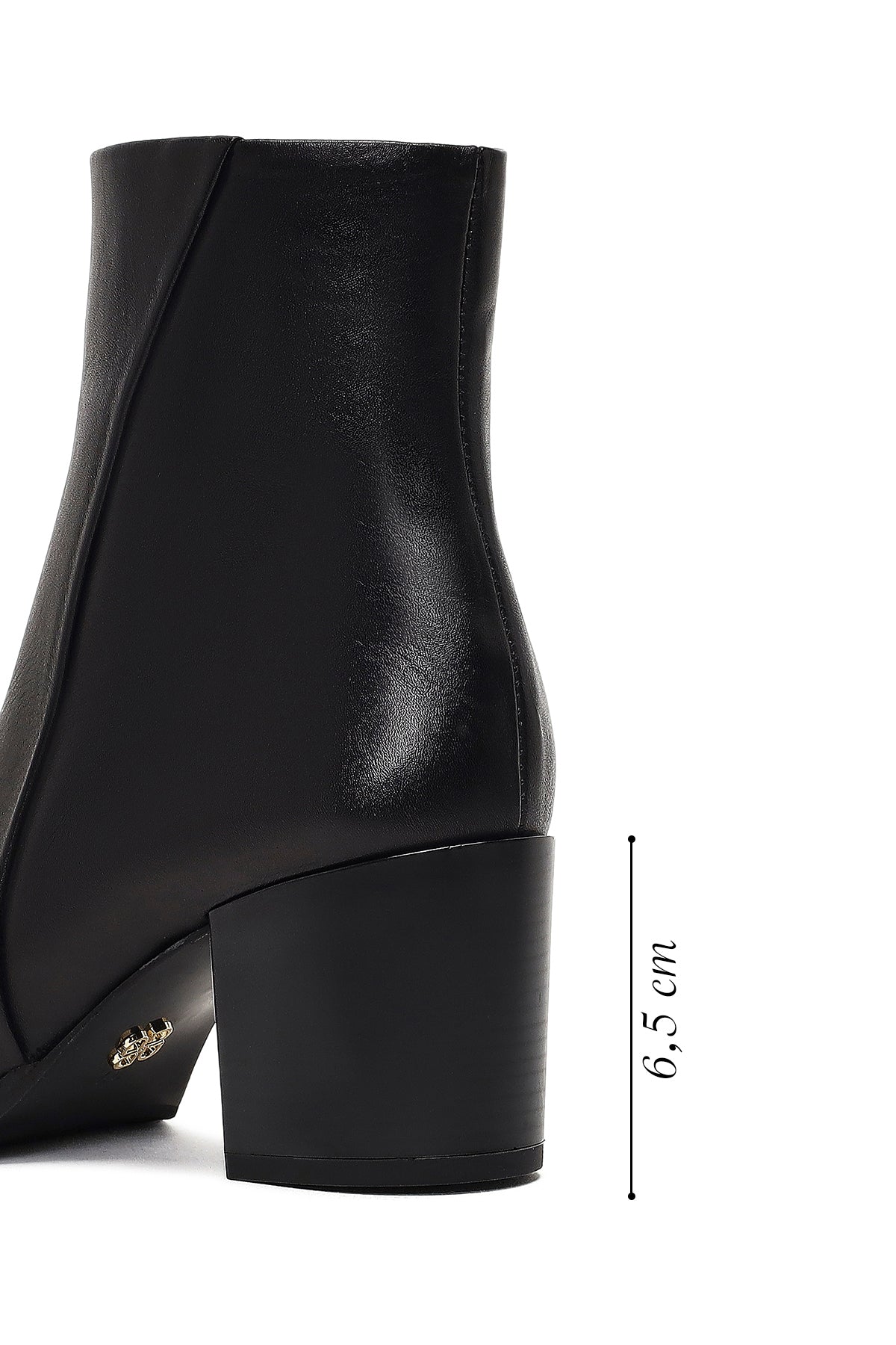 Kadın Siyah Fermuarlı Kalın Topuklu Deri Bot