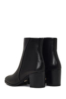 Kadın Siyah Fermuarlı Kalın Topuklu Deri Bot | Derimod