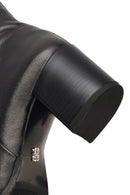 Kadın Siyah Fermuarlı Kalın Topuklu Deri Bot | Derimod