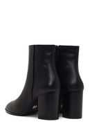 Kadın Siyah Fermuarlı Kalın Topuklu Deri Bot | Derimod