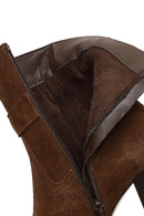 Kadın Taba Fermuarlı Kalın Topuklu Süet Deri Bot | Derimod