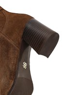 Kadın Taba Fermuarlı Kalın Topuklu Süet Deri Bot | Derimod