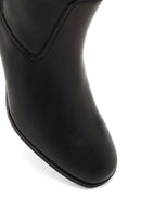 Kadın Siyah Fermuarlı Kalın Topuklu Deri Bot | Derimod