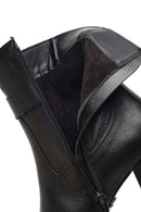 Kadın Siyah Fermuarlı Kalın Topuklu Deri Bot | Derimod