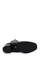 Kadın Siyah Fermuarlı Kalın Topuklu Deri Bot | Derimod