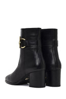 Kadın Siyah Fermuarlı Kalın Topuklu Deri Bot | Derimod