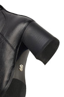 Kadın Siyah Fermuarlı Kalın Topuklu Deri Bot | Derimod