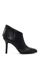 Kadın Siyah Arkadan Fermuarlı Yüksek İnce Topuklu Deri Bot | Derimod