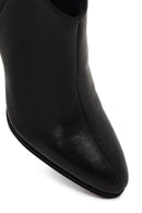 Kadın Siyah Arkadan Fermuarlı Yüksek İnce Topuklu Deri Bot | Derimod