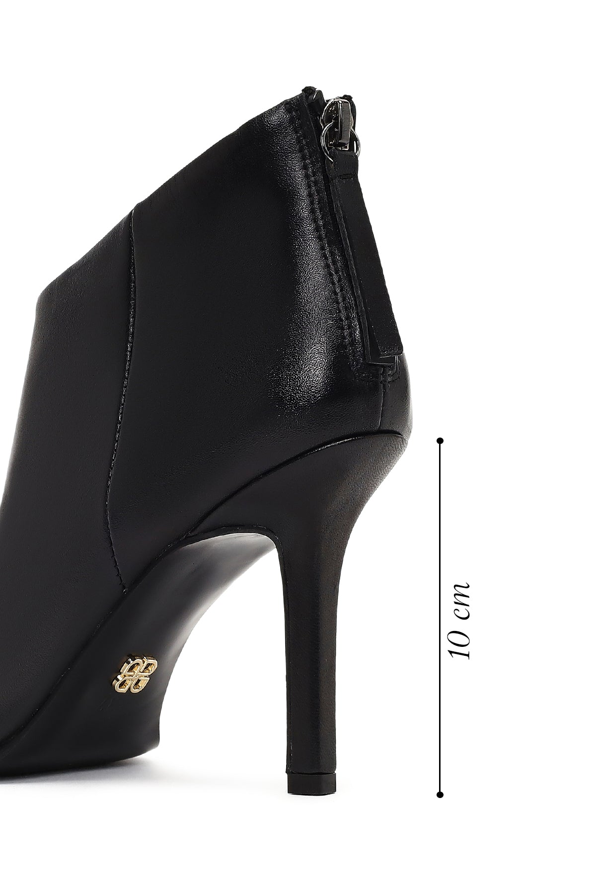 Kadın Siyah Arkadan Fermuarlı Yüksek İnce Topuklu Deri Bot