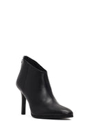 Kadın Siyah Arkadan Fermuarlı Yüksek İnce Topuklu Deri Bot | Derimod