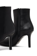 Kadın Siyah Fermuarlı Yüksek İnce Topuklu Deri Bot | Derimod