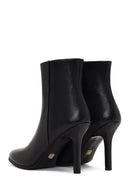 Kadın Siyah Fermuarlı Yüksek İnce Topuklu Deri Bot | Derimod