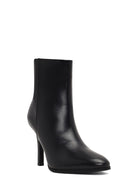 Kadın Siyah Fermuarlı Yüksek İnce Topuklu Deri Bot | Derimod