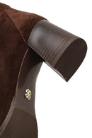 Women's Brown Buckled Suede Leather Boot | Derimod