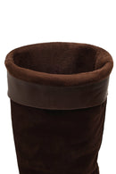 Women's Brown Buckled Suede Leather Boot | Derimod