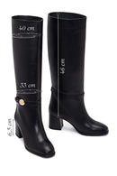 Kadın Siyah Kalın Topuklu Deri Çizme | Derimod