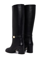 Kadın Siyah Kalın Topuklu Deri Çizme | Derimod