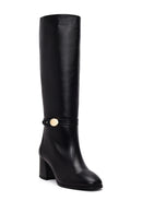 Kadın Siyah Kalın Topuklu Deri Çizme | Derimod