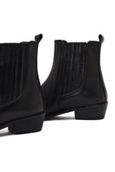 Women's Black Leather Chelsea Boot | Derimod