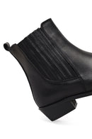 Women's Black Leather Chelsea Boot | Derimod