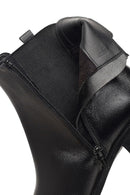 Women's Black Zippered Thick Heeled Leather Boot | Derimod