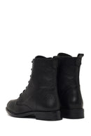 Kadın Siyah Bağcıklı Fermuarlı Deri Bot | Derimod