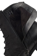 Kadın Siyah Bağcıklı Fermuarlı Deri Bot | Derimod