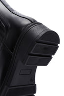 Woman Black Zippered Thick Sole Leather Boat | Derimod