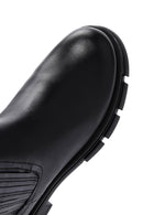 Woman Black Zippered Thick Sole Leather Boat | Derimod