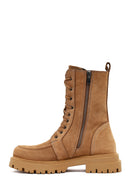 Kadın Camel Fermuarlı Kalın Tabanlı Nubuk Deri Postal Bot | Derimod