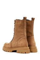 Kadın Camel Fermuarlı Kalın Tabanlı Nubuk Deri Postal Bot | Derimod