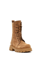 Kadın Camel Fermuarlı Kalın Tabanlı Nubuk Deri Postal Bot | Derimod