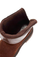 Woman Brown Zippered Suede Leather Boat | Derimod