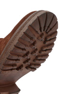 Woman Brown Zippered Suede Leather Boat | Derimod