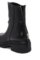 Woman Black Back Zipper Leather Boat | Derimod