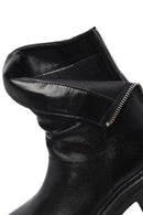 Woman Black Back Zipper Leather Boat | Derimod